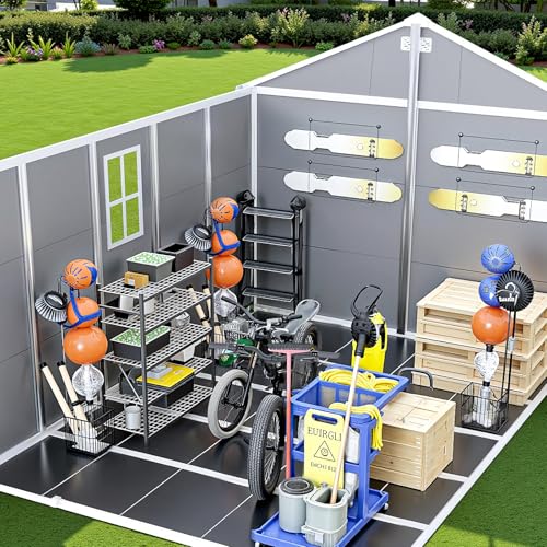 NicBex 6×5 Resin Outdoor Storage Shed with Floor & Window– All-Weather Lockable Small Tool Shed