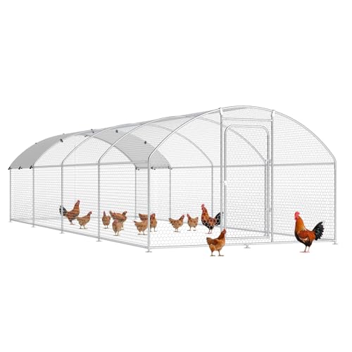 Chicken Coop Poultry Cage Large Metal Hen Run with Water-Resident Cover for Rabbit Duck House Outdoor Walk-in Chicken Pen for Yard