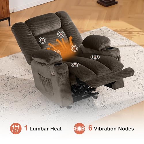 MCombo Zero Gravity Power Recliner Chair with Heat and Vibration Massage, Reclining Chair with USB & Type C Ports, Cup Holders for Living Room