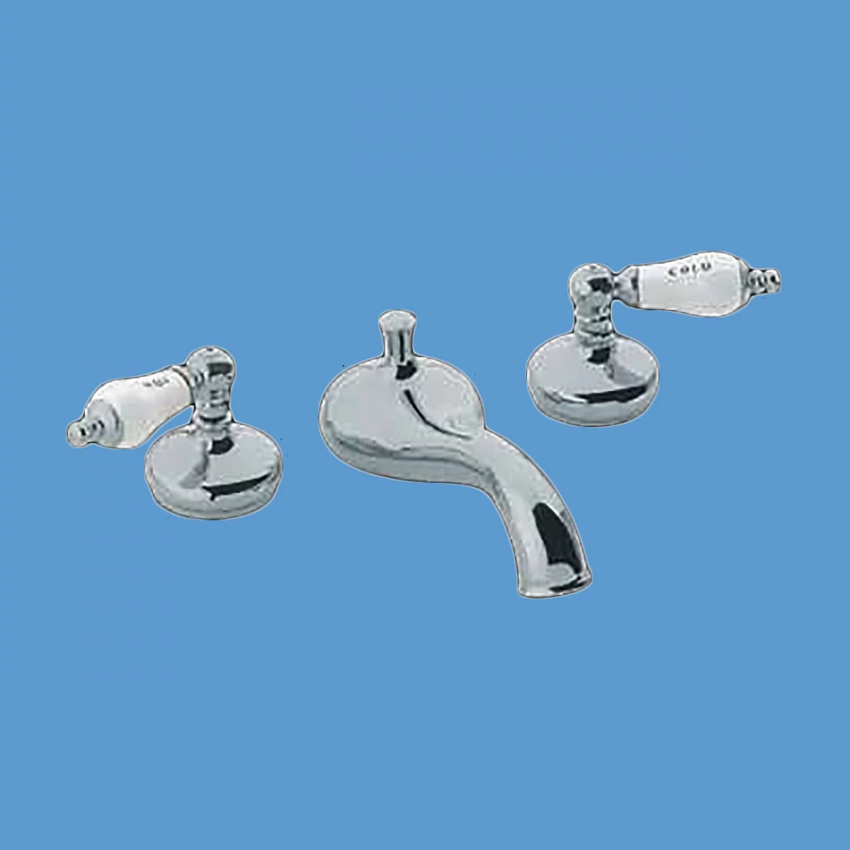 Tub Faucet Bathroom Tap Heavy Chrome Porcelain Lever Handles Deck Mount| Renovators Supply