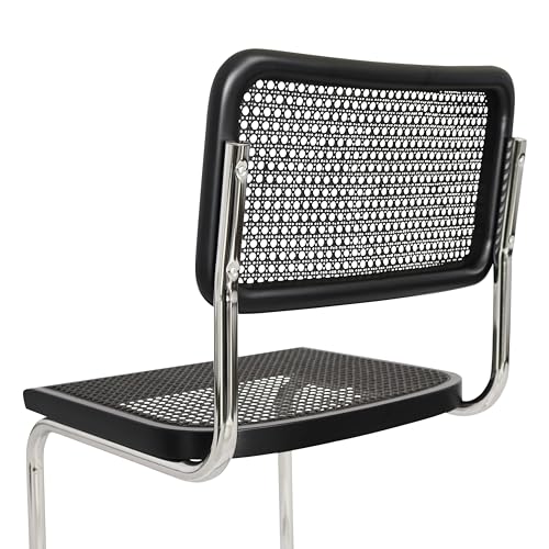 Breuer Chair Company Marcel Breuer Cesca Cane Cantilever Side Chair w/Chrome Steel Frame Walnut Wood & Natural Cane