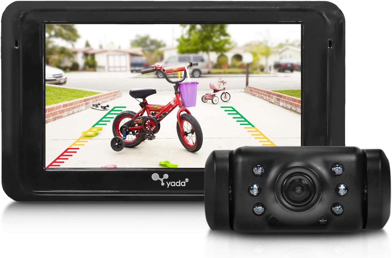 YADA | Vehicle Backup Camera Expandable System, 5 Dash Camera, Adjustable Rear View Car Monitor, Digital Wireless, Waterproof, Night Vision