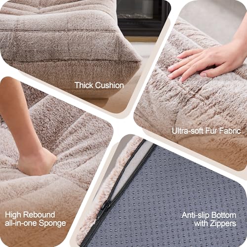 Bean Bag Chairs for Adults Giant Bean Bag Chair Memory Foam BeanBag Chair Big Bean Bag Sofa with Filler Faux Fur Fireside Beanbags Lazy Sofa for