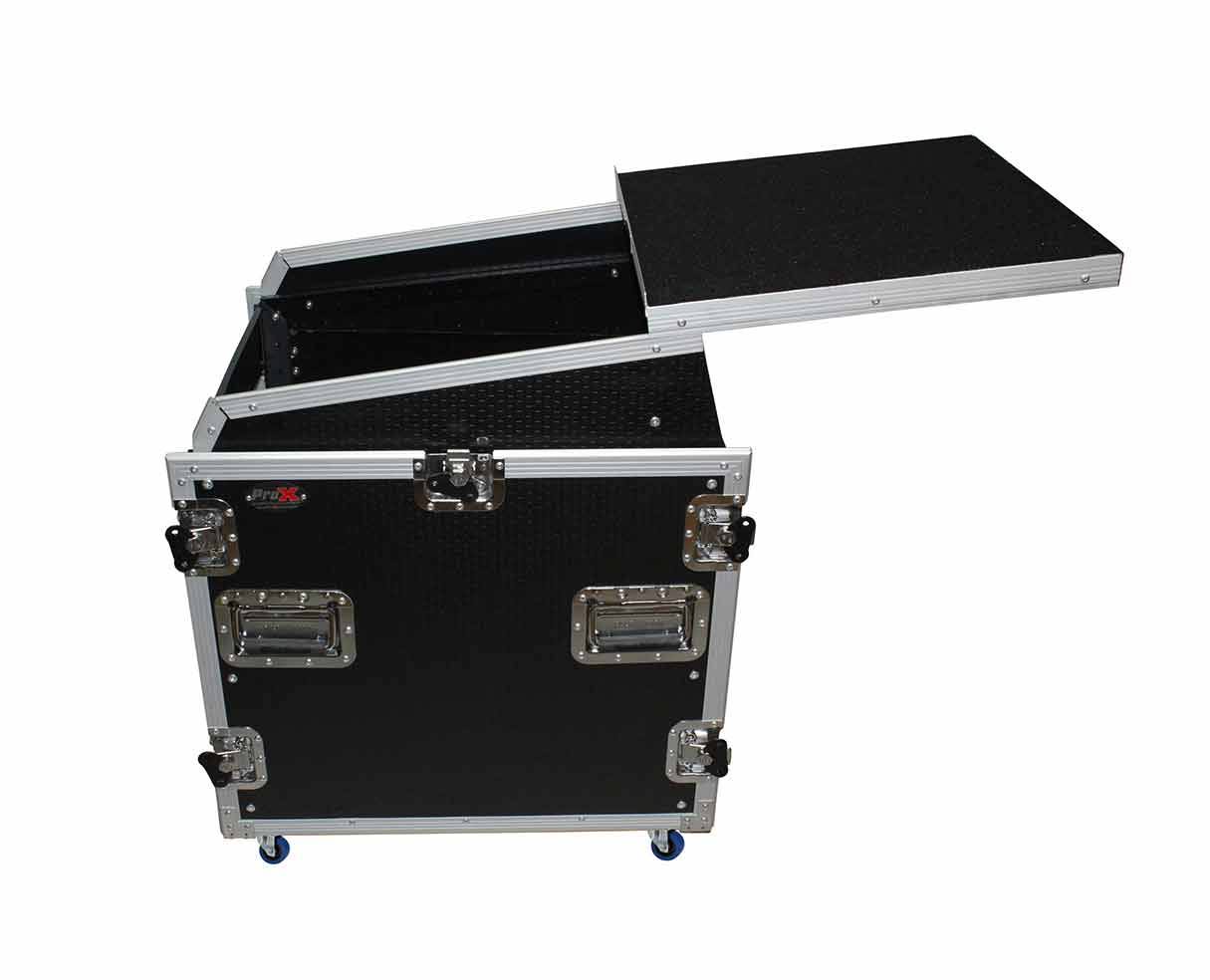 Prox 12U Rack Front Load 13U Top Mixer DJ Combo Flight Case w/Laptop Shelf u0026 Casters