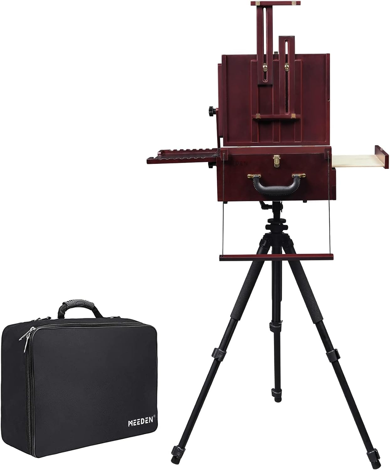 MEEDEN Artist Plein Air Easel,Pochade Box,Sketch Easel Box w/Compact Aluminum Travel Tripod,Nylon Carry Bag