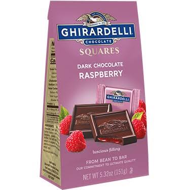 Ghirardelli Dark Chocolate Raspberry Squares Medium Bags, Case of 6