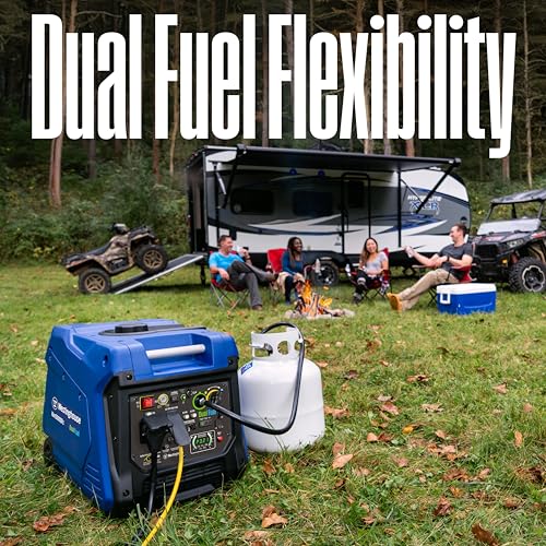 Westinghouse 5000 Peak Watt Super Quiet Dual Fuel Portable Inverter Generator, Wheel & Handle Kit, Gas & Propane Powered, RV Ready, CO Sensor