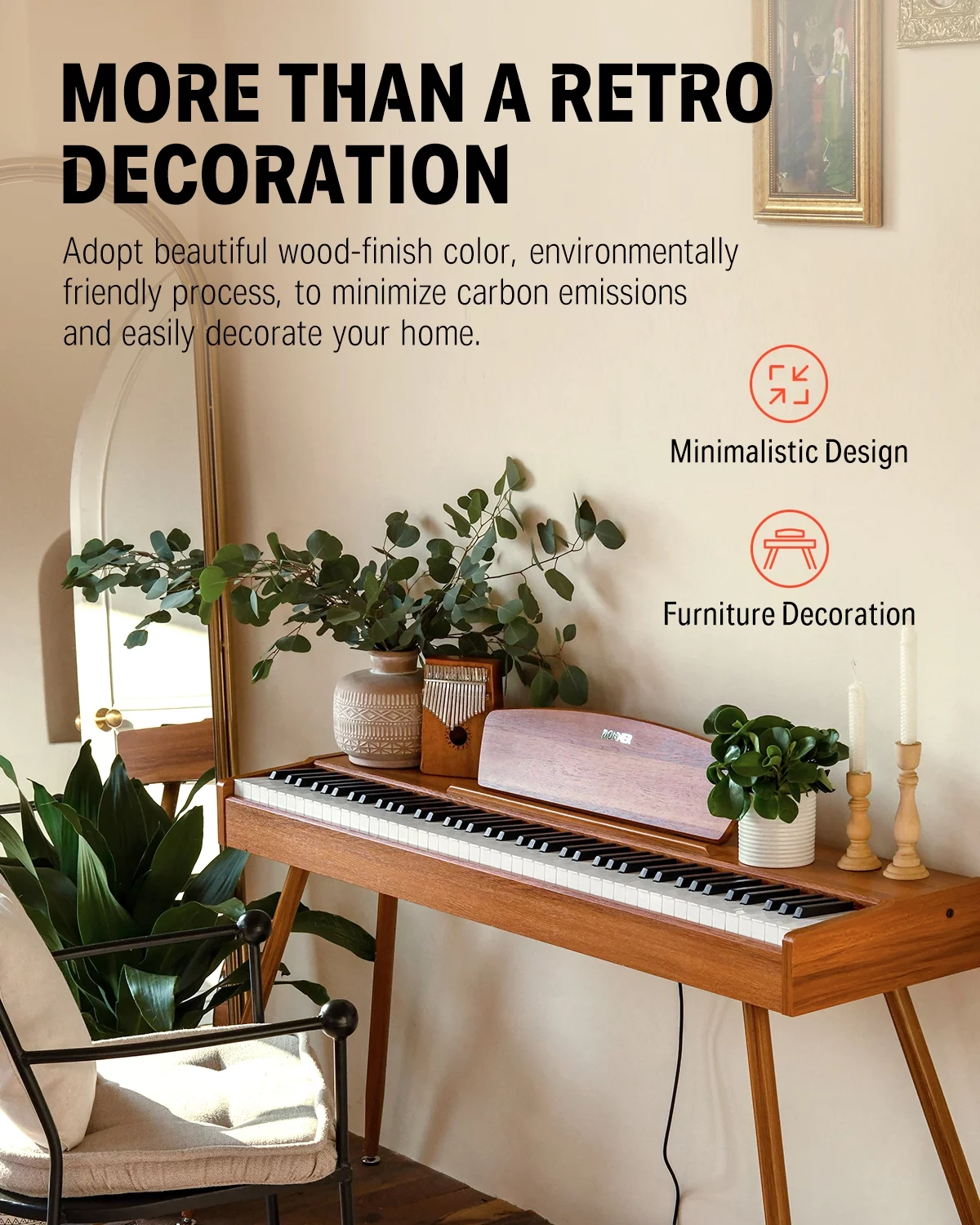 Donner DDP-80 Classic Digital Piano 88 Key Weighted Keyboard, Full-size Electric Piano for Beginners, with Sheet Music Stand, 3 Pedals, Power Adapter