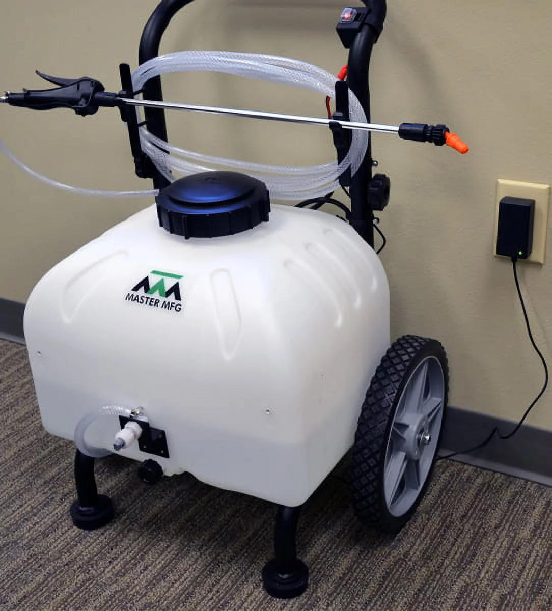 master mfg 27080 gardener rechargeable cart sprayer - 12v, 9 gal capacity - model no.  pcd-e3-009b-mm