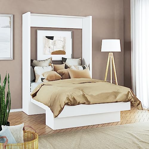 Oakland Living Easy-Lift Full Murphy Wall Bed in White with Shelf