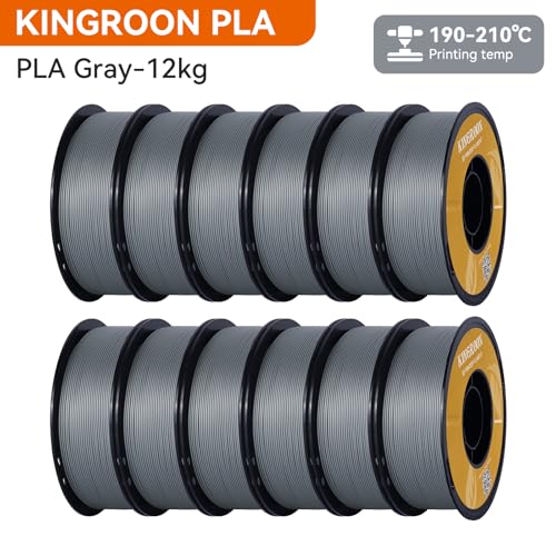 Kingroon PLA 3D Printer Filament, 12Rolls, Dimensional Accuracy +/- 0.03 mm, 12kg Spool(26.4lbs)