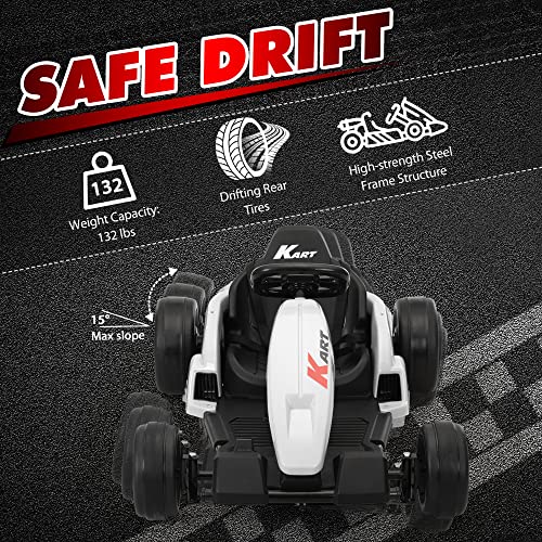 TOBBI 24V Go Kart Electric Drift Kart for Kids 4-16 Year, Ride on Car, 8 MPH Battery Powered Crazy Cart for Kids