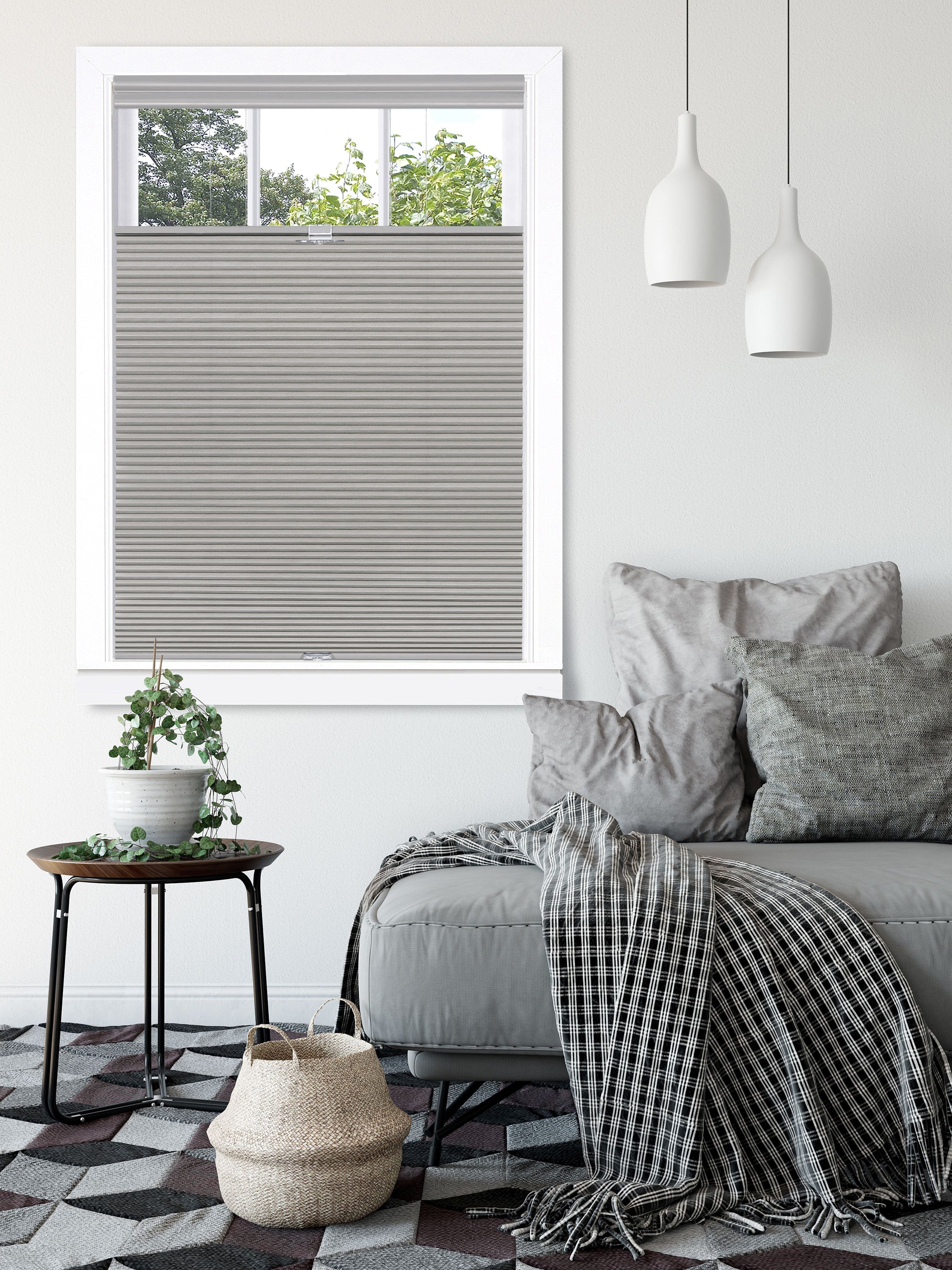 Simple Elegance by Ben&Jonah Top Down-Bottom Up Cordless Honeycomb Cellular Shade 23"L x 64"W Dove Grey