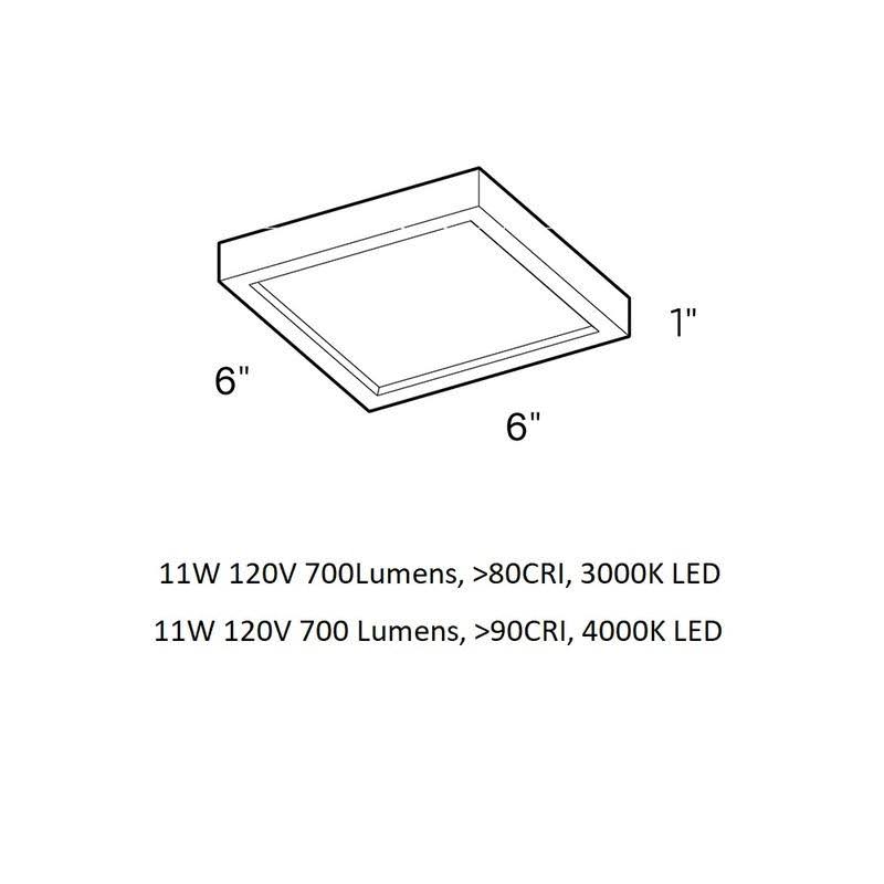 DALS Lighting 10x22 LED Square Flush Mount, Satin Nickel - CFLEDSQ10-SN
