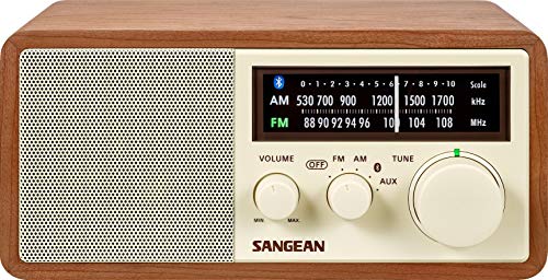 Sangean WR-16SE AM/FM/Bluetooth/Aux-in/USB Phone Charging 45th Anniversary Special Edition Wooden Cabinet Radio (Dark Walnut with Rose Gold)