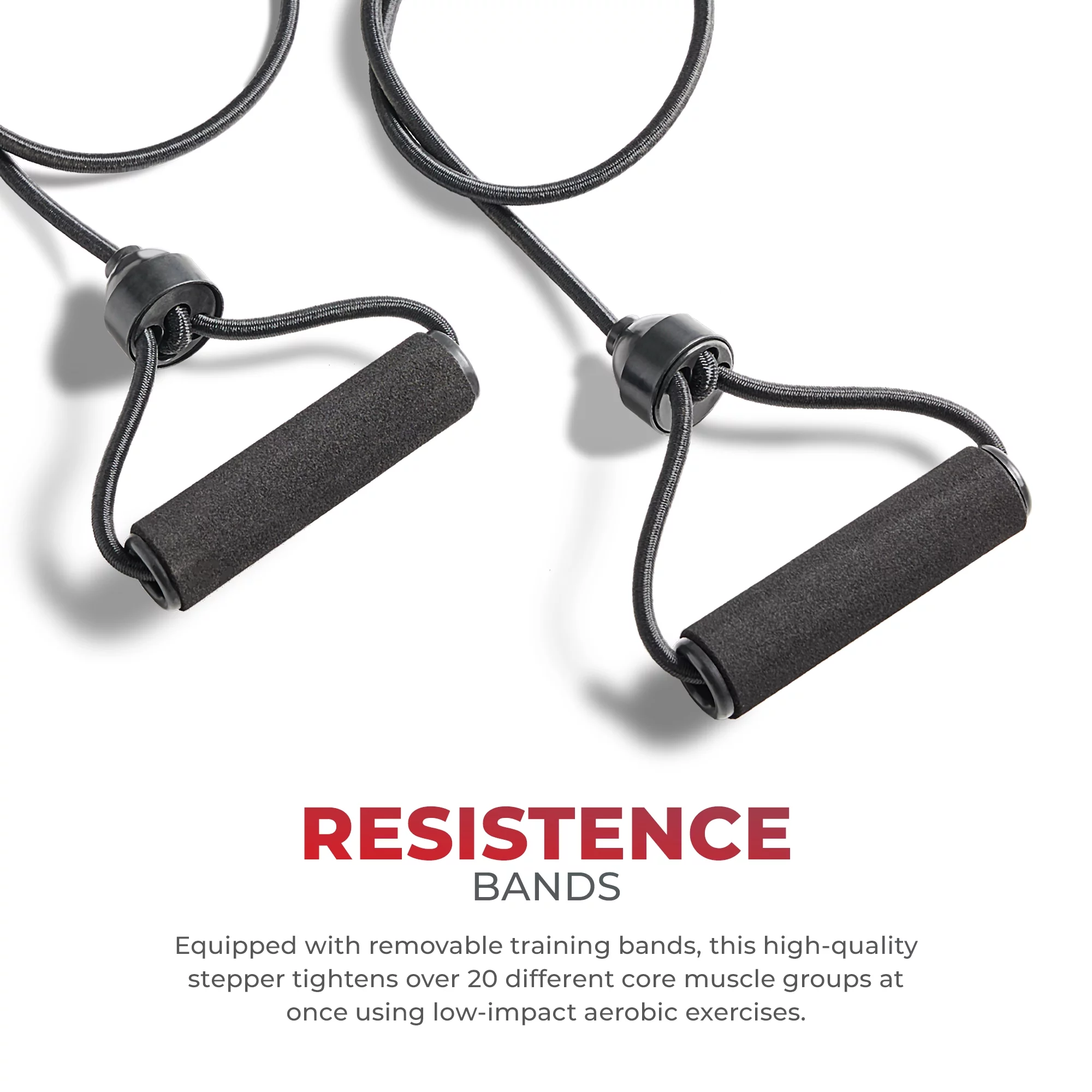 Sunny Health & Fitness NO. 012-S Mini Stepper Step Machine w/ Resistance Bands and LCD Monitor