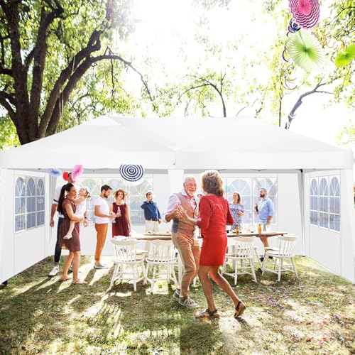 COBIZI Canopy 10x20 Pop Up Canopy Tent with 6 Sidewalls Party Tents for Parties Weddings Backyard Waterproof Canopy Outdoor Commercial Canopy Event
