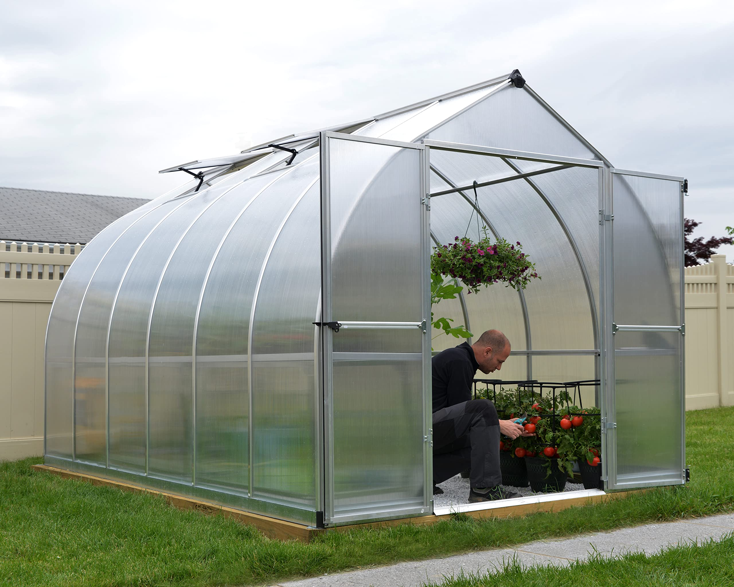 【Home&Garden】Bella Hobby Greenhouse, 8' x 12', Silver with Twin Wall Glazing