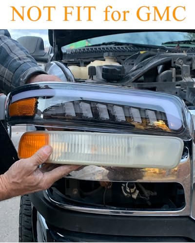 LED Headlights Assembly Headlamps Replacement for 1999-2002 Chevy Silverado 2000-2006 Suburban 00-06 Tahoe Sequential Turn Signal Hi/Low Beam DRL