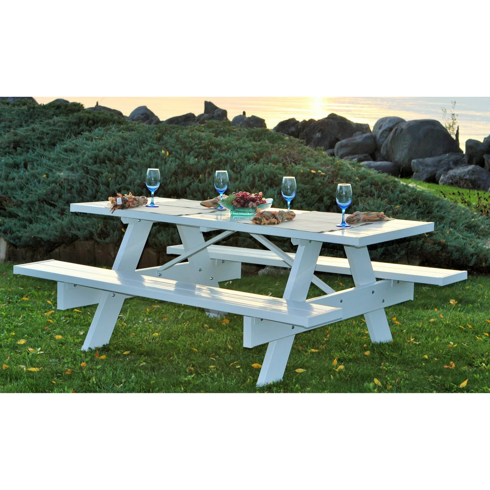 DuraTrel 6' Traditional White Picnic Table