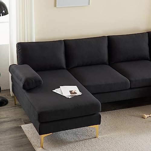Karl home Convertible Sectional Sofa 110" U-Shape Sofa Couch 4-Seat Couch with Chaise ChenilleFabric Upholstered for Living Room, Apartment, Office