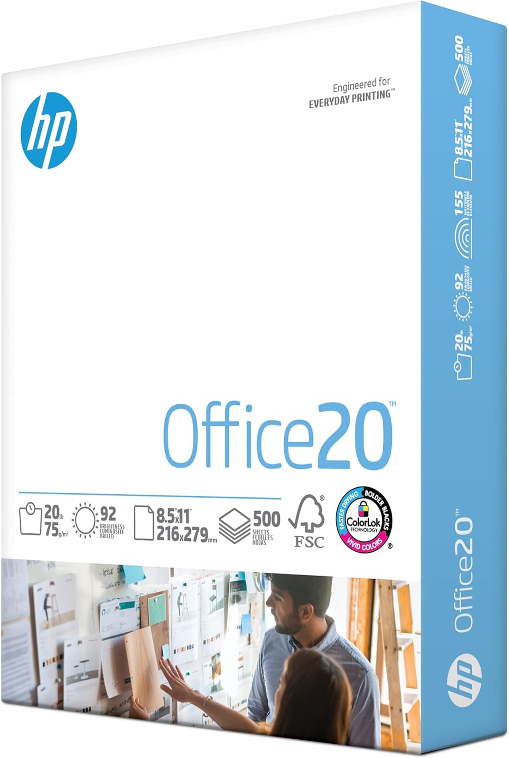 HP Printer Paper | 8.5 x 11 Paper | Office 20 lb | 1 Ream - 500 Sheets | 92 Bright | Made in USA - FSC Certified | 172160R