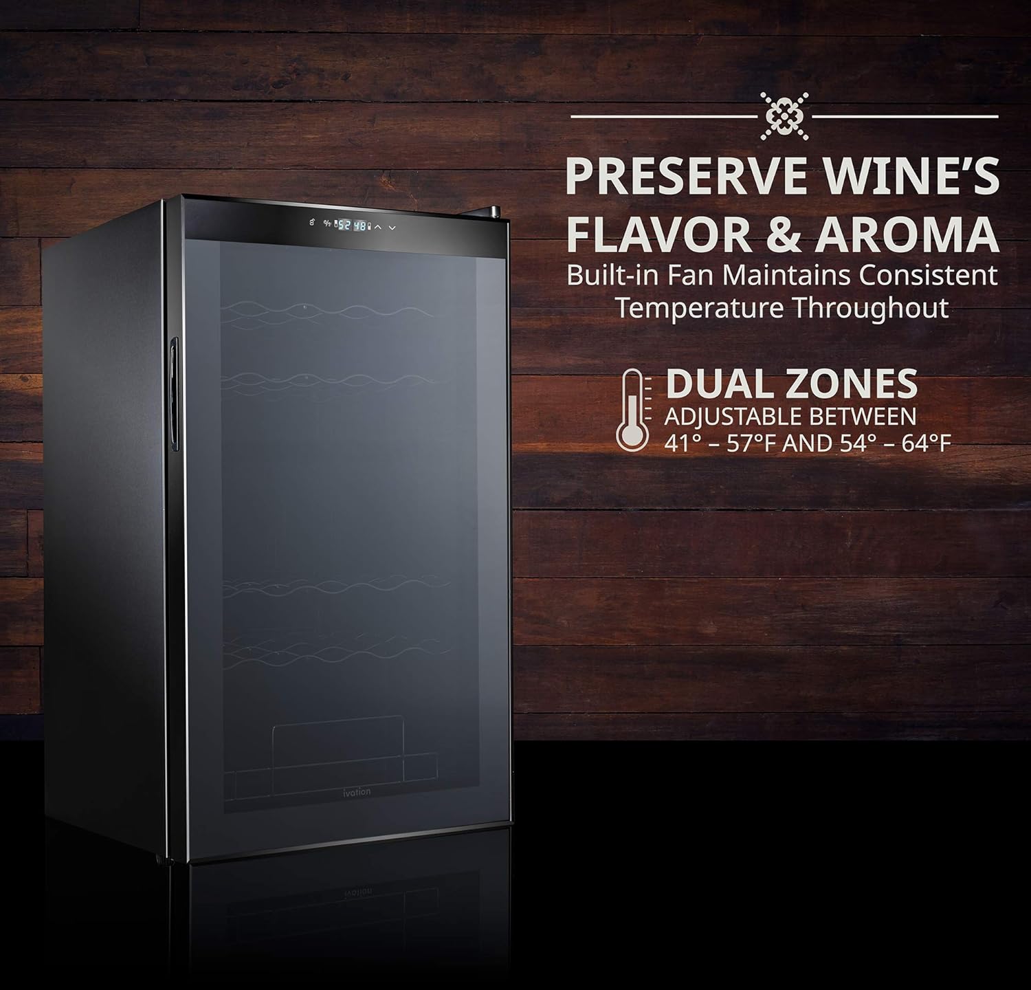 Ivation 33 Bottle Dual Zone Wine Cooler Refrigerator | Large Freestanding Wine Cellar For Red, White, Champagne & Sparkling Wine | 41f