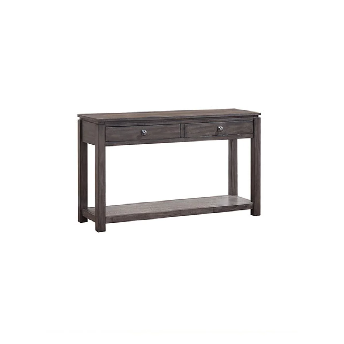 The Hamptons Collection 53” Gray Rectangular Wooden Sofa Console Table with Drawers and Shelf