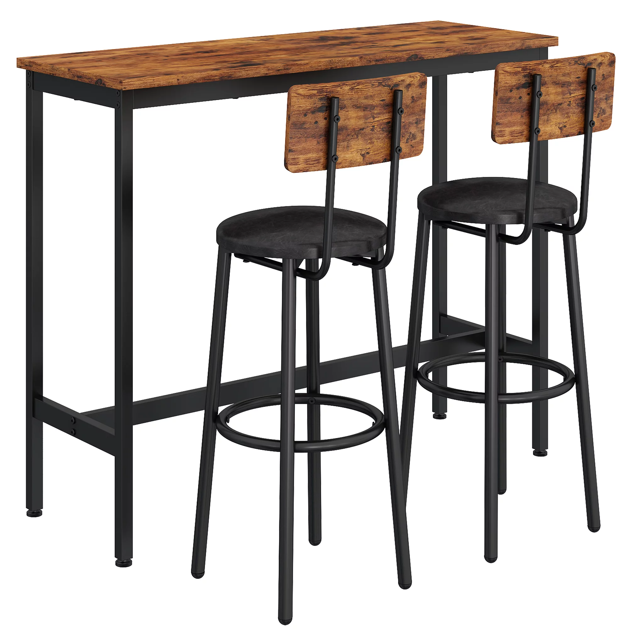 uhomepro 3 Pieces Bar Table Set, Modern Bar Table Set with 2 Stools, Home Kitchen Breakfast Table and Chairs Set Ideal for Pub, Living Room