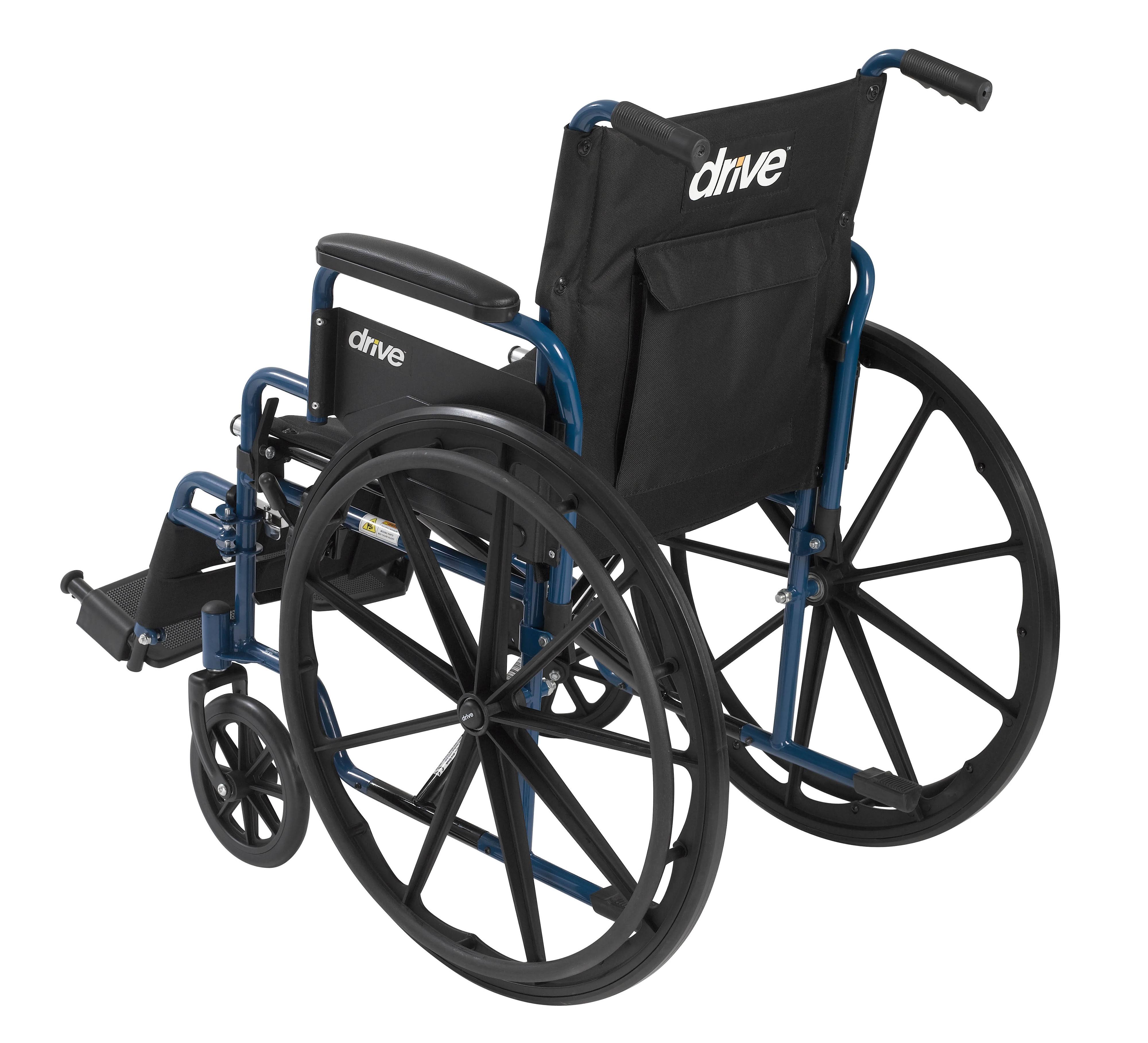 Drive Medical Blue Streak Wheelchair with Flip Back Desk Arms, Swing Away Footrests, 16x22 Seat