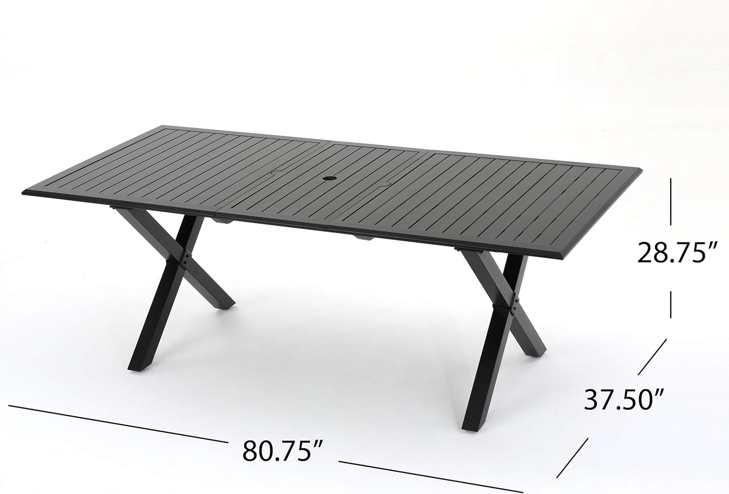 Christopher Knight Home Exuma Outdoor Expandable Cast Aluminum Rectangular Dining Table, Black