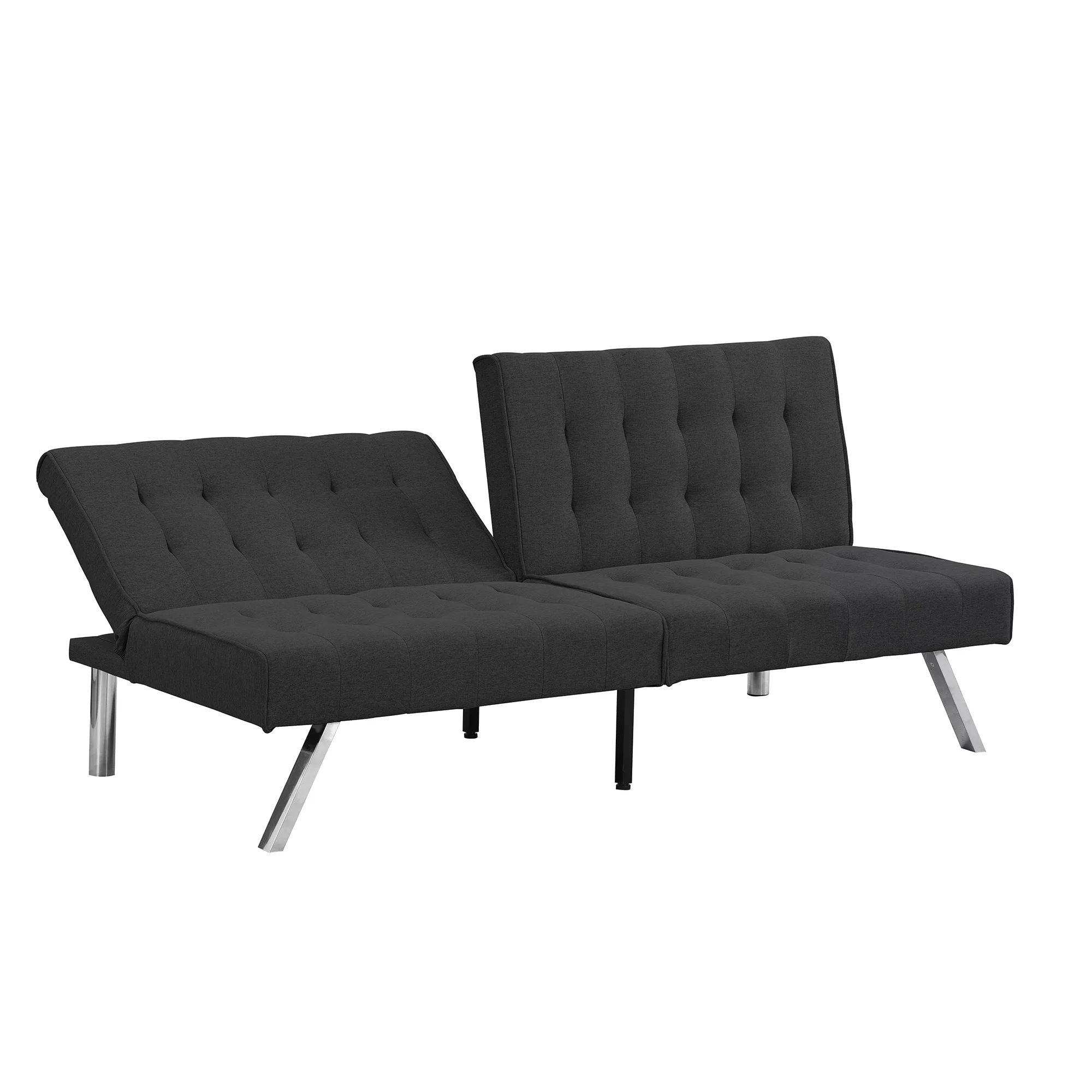 CoSoTower Wood Frame, Stainless Leg, Futon, Sofa Bed Black