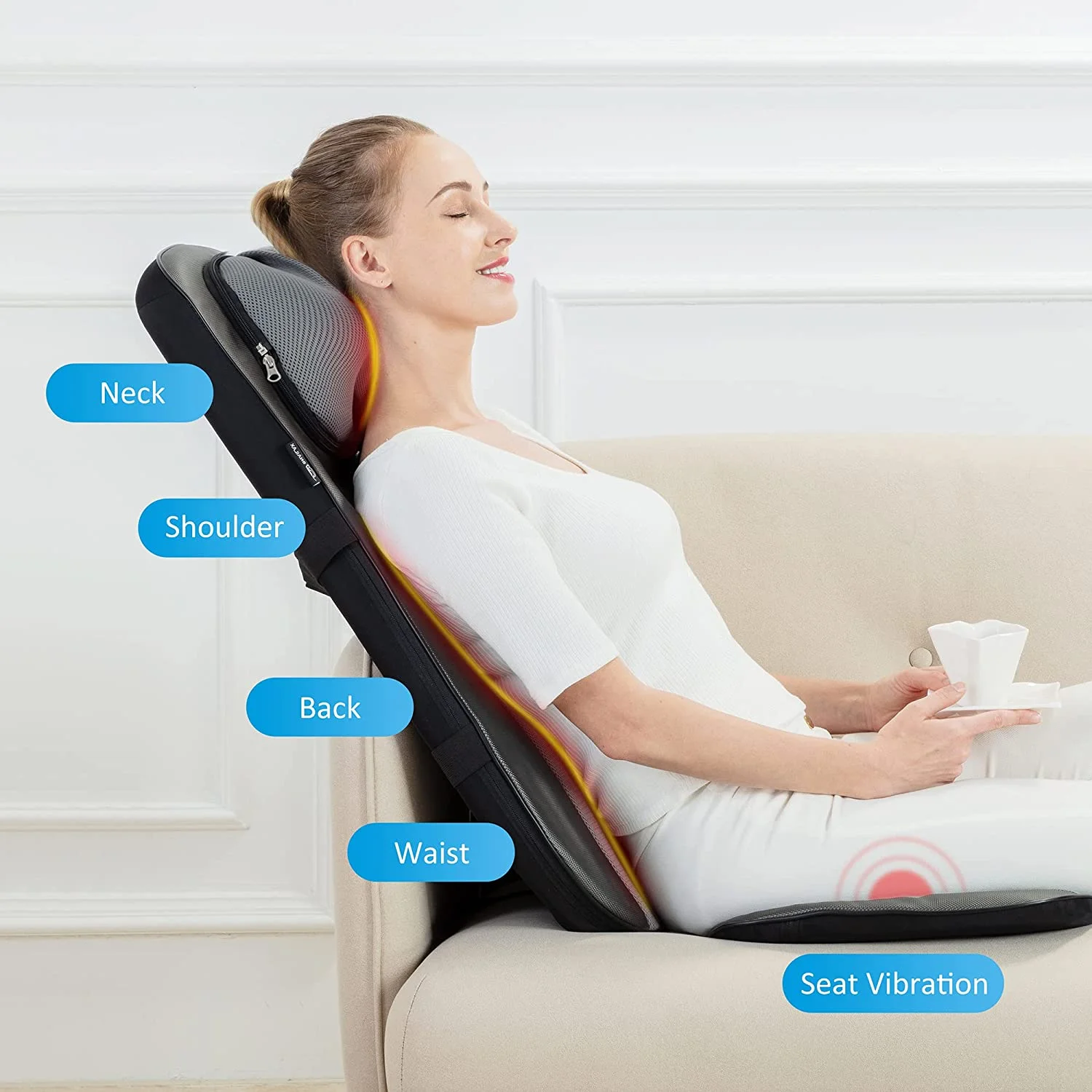 Snailax Shiatsu Full Back Massager with Heat, Adjustable Chair Massager pad, Rolling Massage Seat Cushion, Gifts