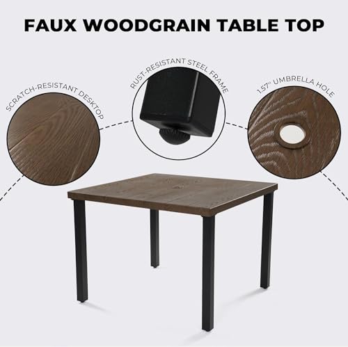 Grand patio 7-Piece Patio Dining Set for 6, Outdoor Dining Set with Swiviel Patio Chairs & 1 Rectangular Woodgrain Dining Table with Umbrella Hole