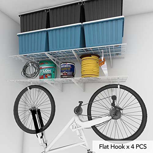 FLEXIMOUNTS 2-Pack 2x6ft Garage Shelving 24-inch-by-72-inch Wall Shelf Garage Storage Rack Floating Shelves, Black