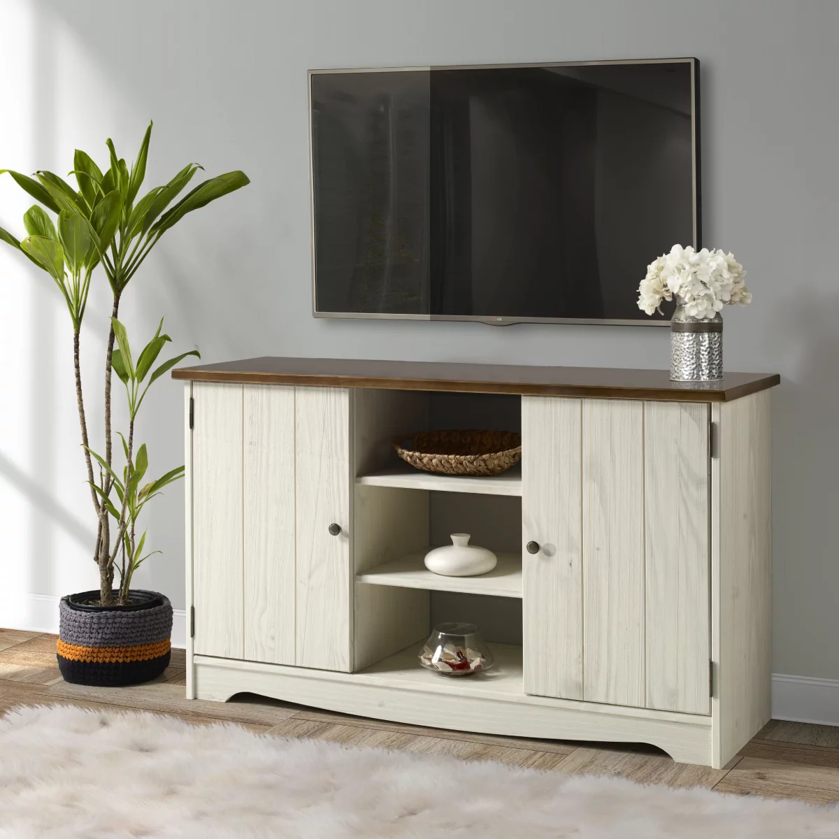 Wood Buffet Sideboard White Distressed | Furniture Dash CADB920