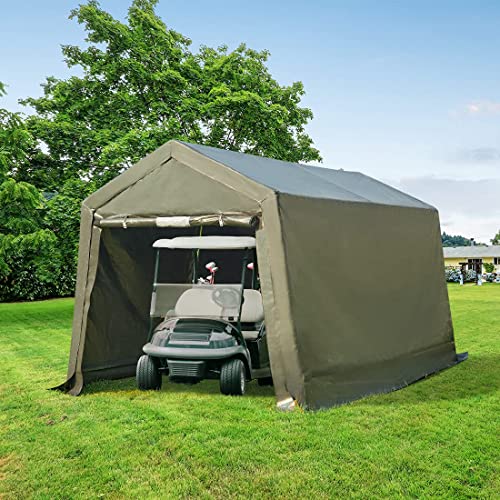 ADVANCE OUTDOOR 10x10 ft Heavy Duty Outdoor Patio Portable Canopy Storage Shelter Shed Carport with 2 Roll up Zipper Doors & Vents for Snowmobile