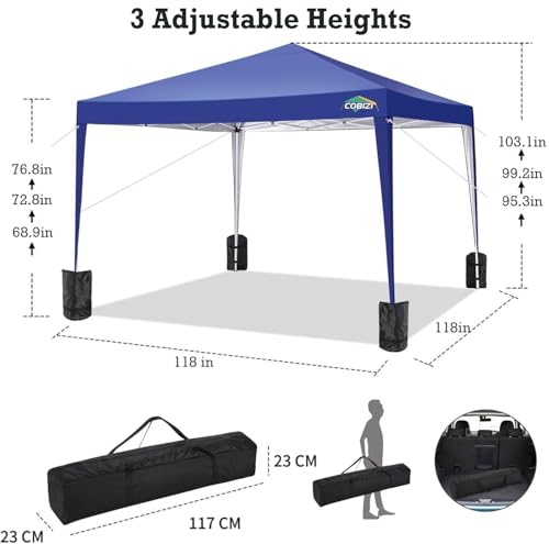 COBIZI 10x10 Pop up Canopy Tent Protable Canopy Tent with 4 Sidewalls Waterproof Commercial Instant Shelter for Parties, Wedding