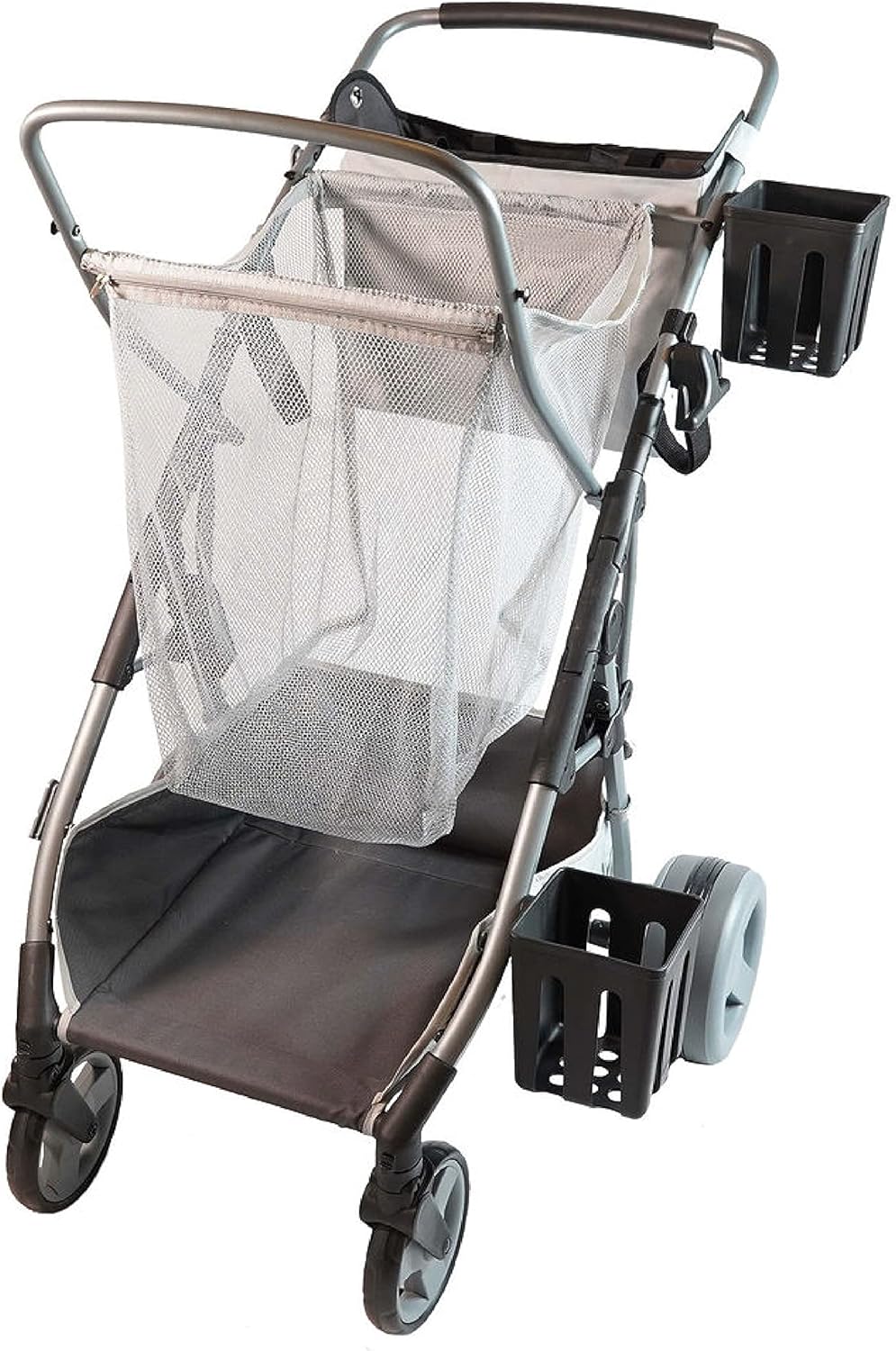 Strolee Beach Compact Folding Cart - All-Terrain Oversized Wheels for Sand and Outdoors - Extra-Large Storage Capacity - Rust Free Aluminum Frame