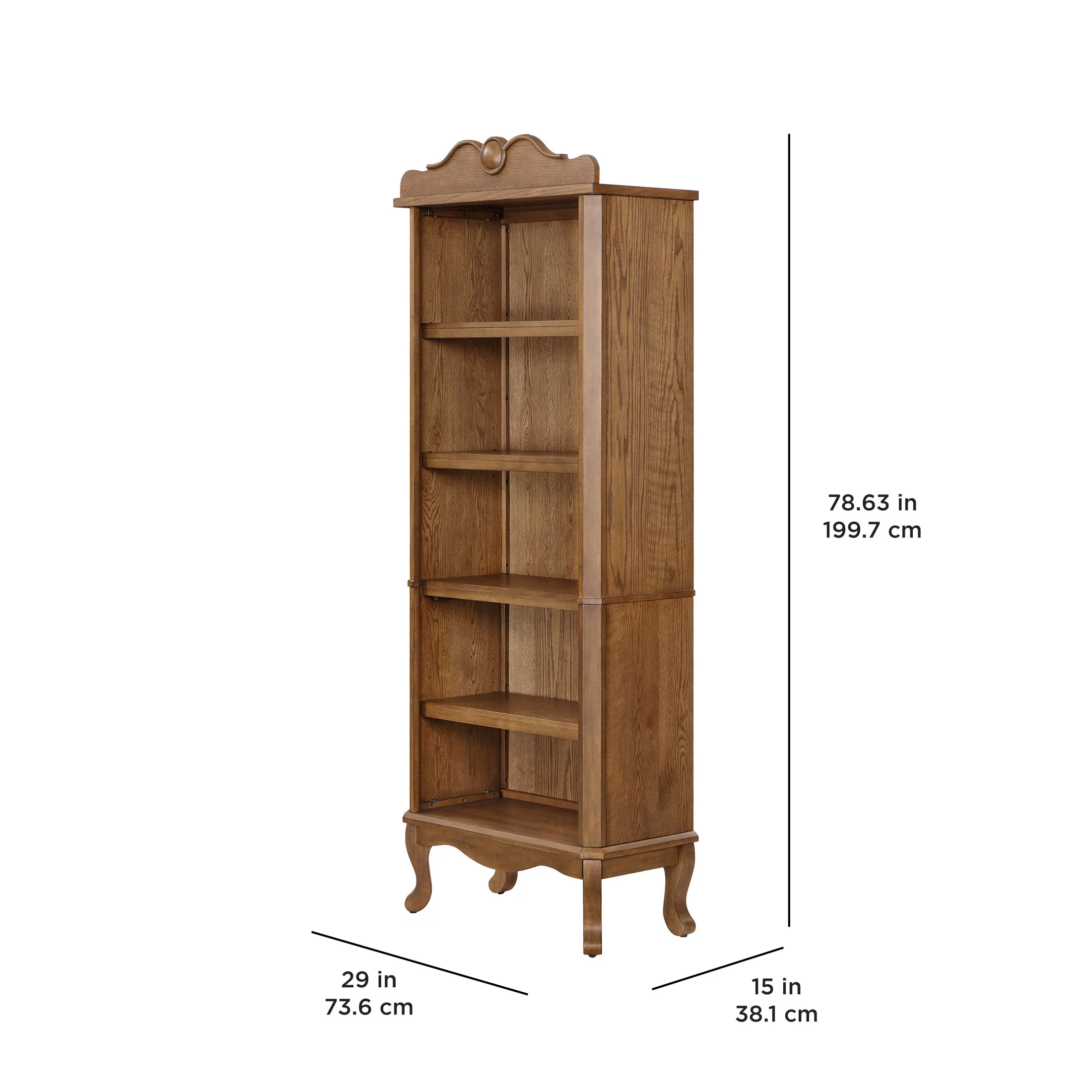 The Pioneer Woman Helen Bookcase Made With Solid Wood Frame, Heirloom Brown