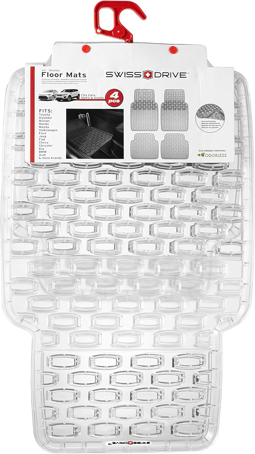 Swiss Drive Rubber Car Mats 4 pcs Shield Car Floor Mats Rubber Front Rear PVC Rubber Floor Mats for Cars SUV Van Truck – All-Weather Protection Mats