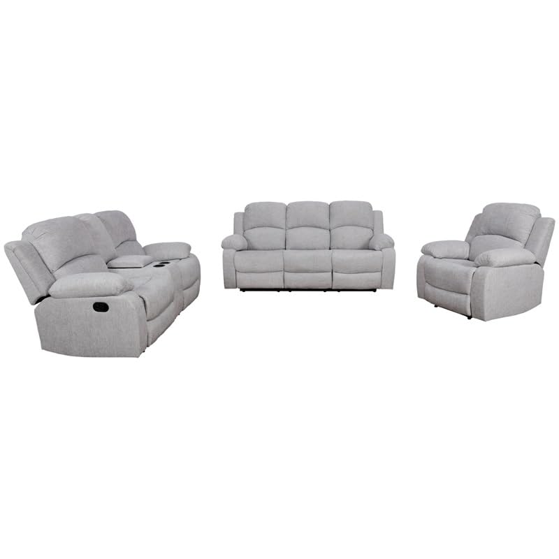Bonded Leather Recliner Sofa Set 3 PCS Motion Sofa Loveseat Recliner Sofa Recliner Couch Manual Reclining Chair for Living Room (3 Piece Set)
