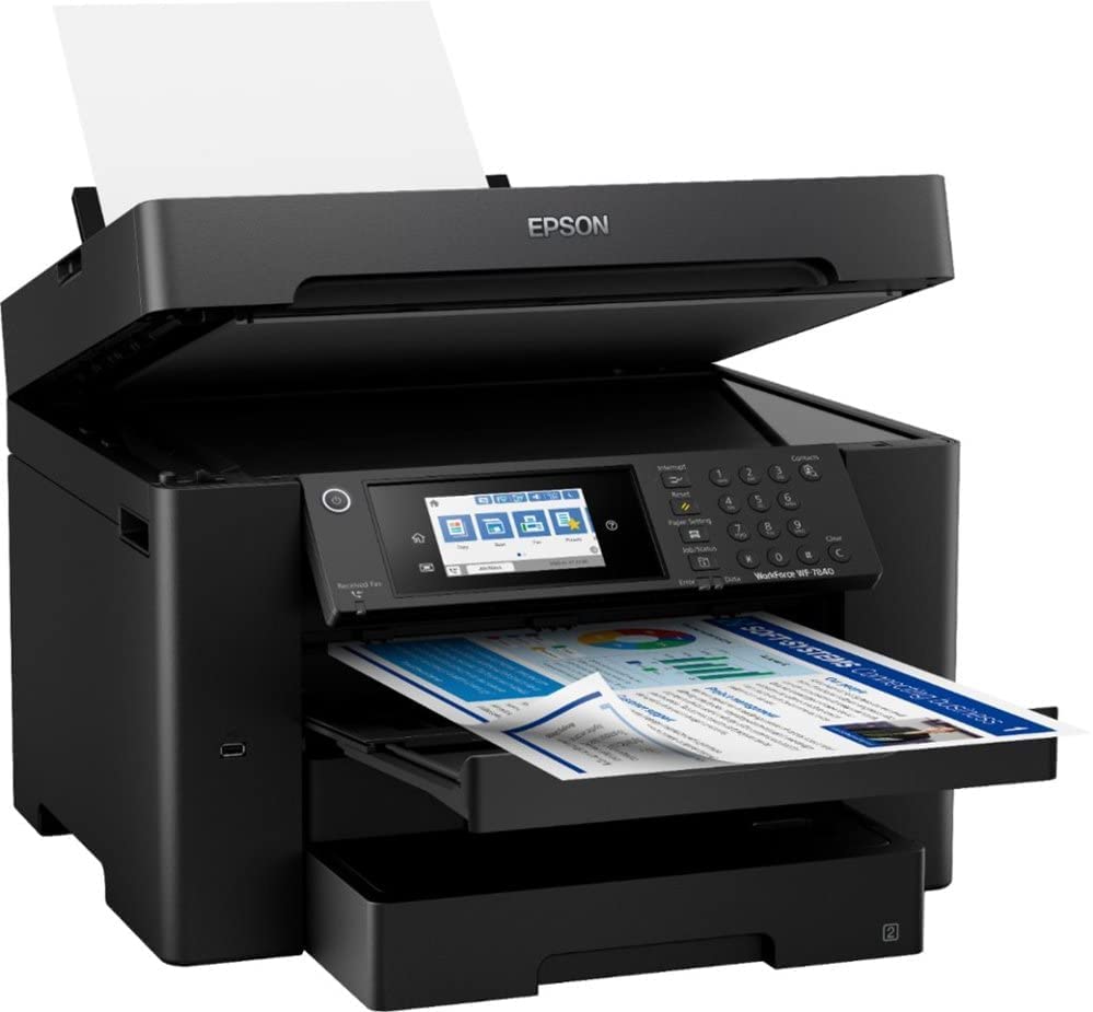 Epson Workforce Pro WF-78 Series Wireless All-in-One Inkjet Printer, Wide-Format Printing up to 13" x 19", Auto Duplex Print, Copy Scan Fax
