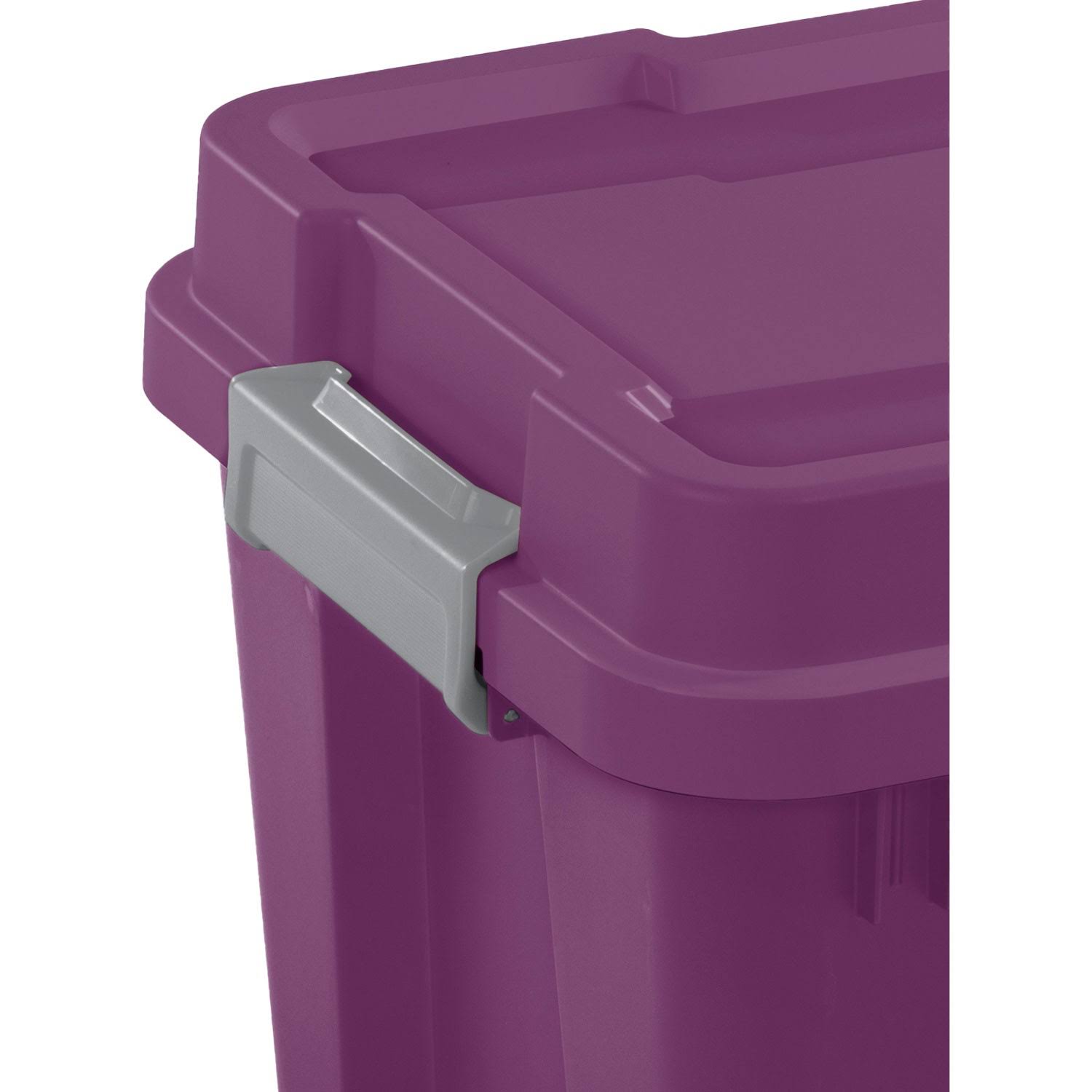 Sterilite 20 Gallon Heavy Duty Plastic Gasket Tote Stackable Storage Container Box w/ Lid u0026 Latches for Home Organization, E