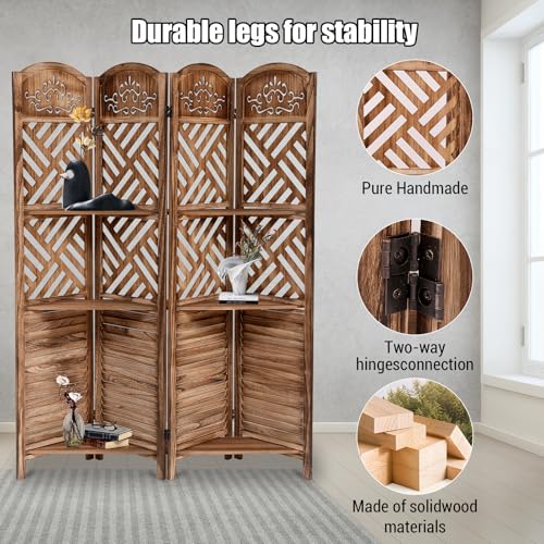 5.6FT Tall Room Divider,Japanese Room Divider 6 Panel Shoji Screen Room Dividers