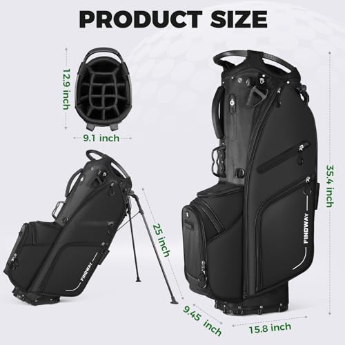 Findway 14 Way Golf Stand Bag, Lightweight Golf Bag with Stand for Men Women, Golf Club Carry Bag with Dual Strap, Full Length Dividers
