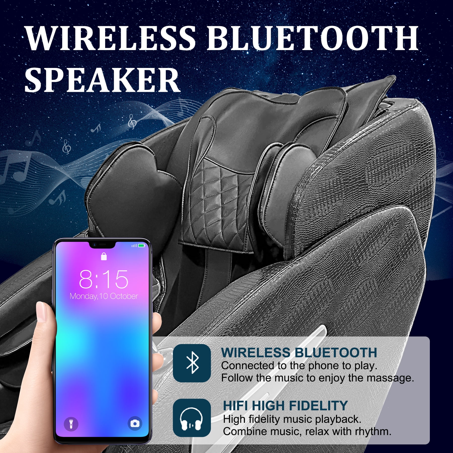 BILITOK Massage Chair, Bluetooth Massage Chair with Smart Screen Zero Gravity Massage and Wave Air Bag Massage Shoulders, Arms, Back, Waist, Buttocks