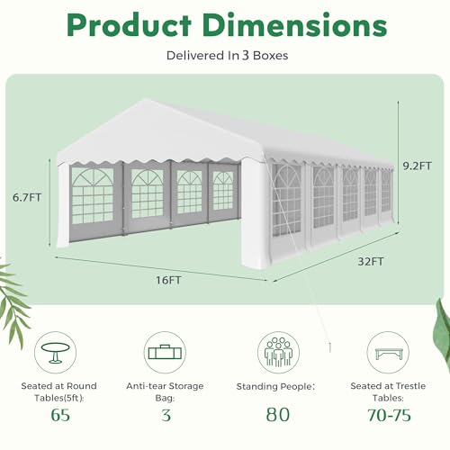 EROMMY 20x50FT White Party Tent, Heavy Duty Outdoor Event Canopy with Removable Sidewalls, Roll-Up Doors and Storage Bags