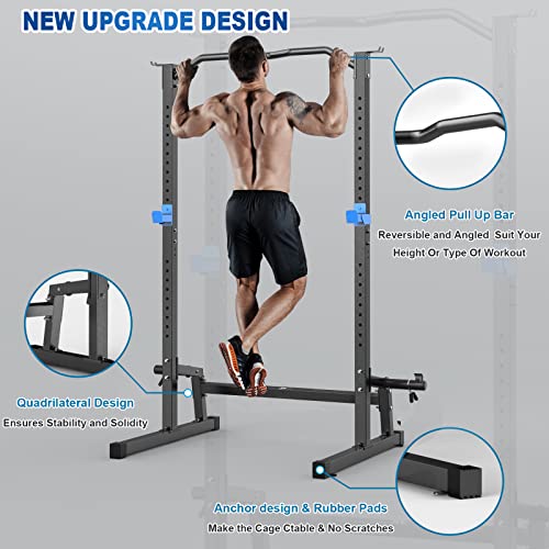 JX FITNESS Squat Rack Cage with Pull Up Bar,Adjustable Power Rack Cage Exercise Squat Stand with Barbell Holder