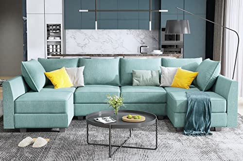 HONBAY Modular Sectional Sofa U Shaped Sectional Modular Sofa with Storage Convertible Sectional Couch for Living Room, Grey